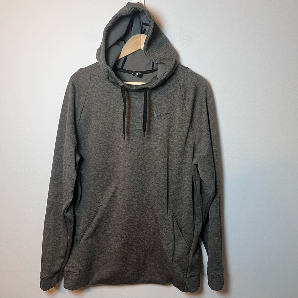 NIKE Dri-Fit Grey Hoodie Men’s L Gray Therma-fit Sweatshirt Pullover Workout Gym